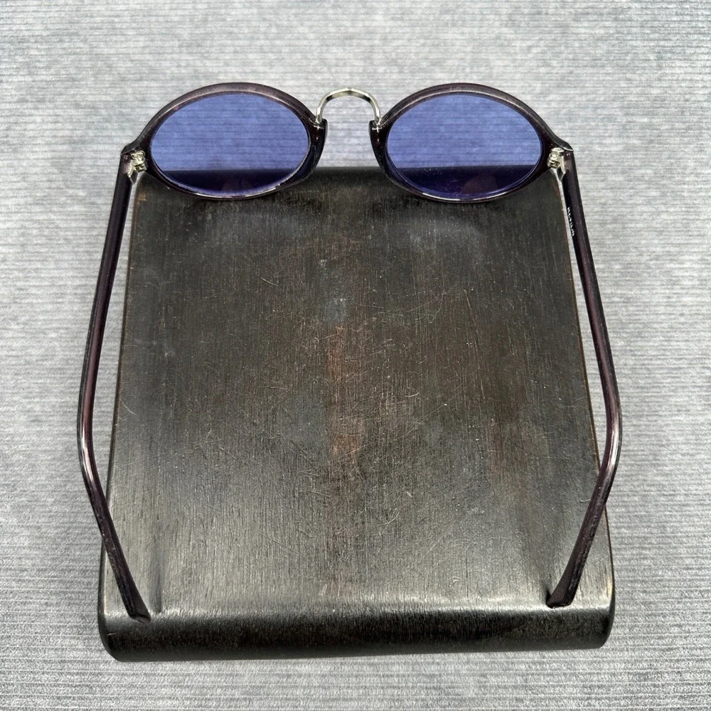 Revlon Vintage Oval Sunglasses Purple Burgundy Frame Blue Tint Lenses Retro 90s